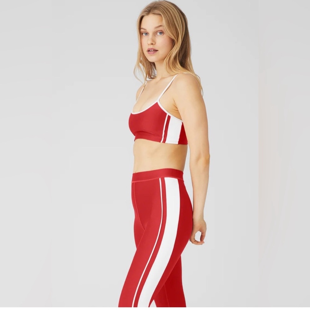 ALO Yoga Car Club Red and White Leggings